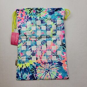 LILLY PULITZER Beach Game Bag Checkers Backgammon Dice Cinch Bag